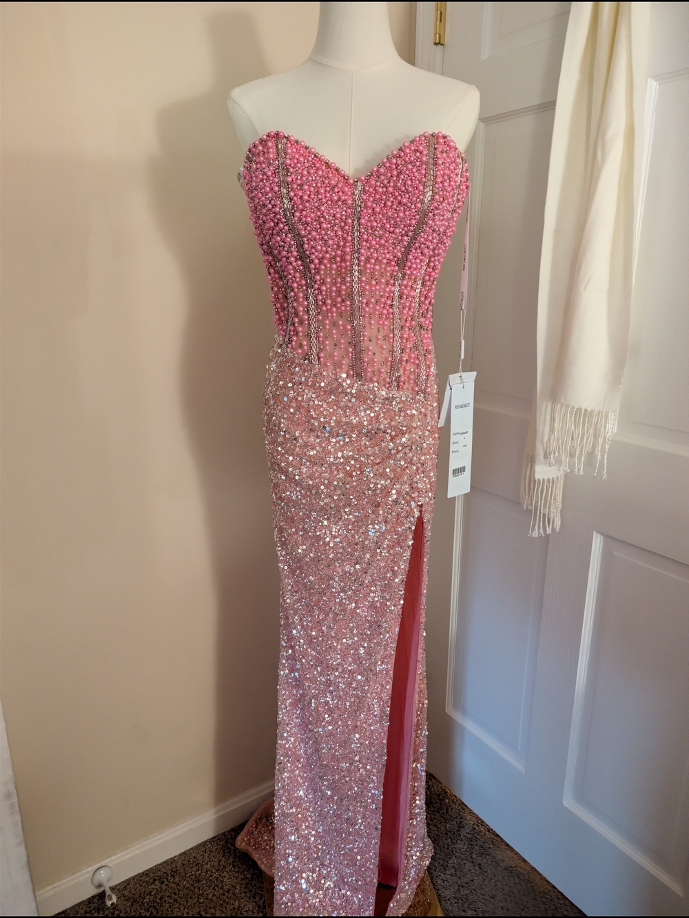 Portia & Scarlett PS26432C Pink Pearl Corset Sequin Formal Prom Gown Dress 6 - Picture 1 of 9